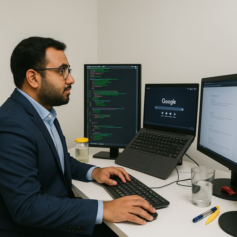 AI-generated image of a person coding